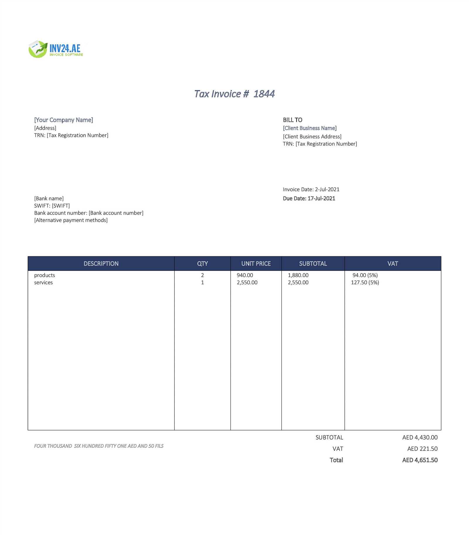 basic business invoice template