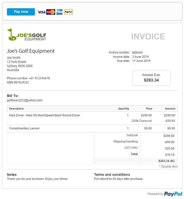 create paypal invoice template