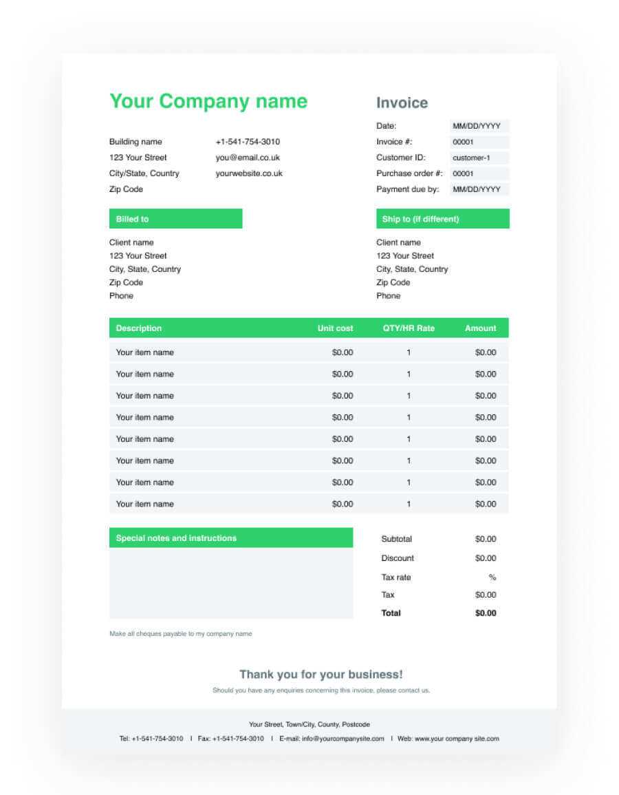 freelance artist invoice template