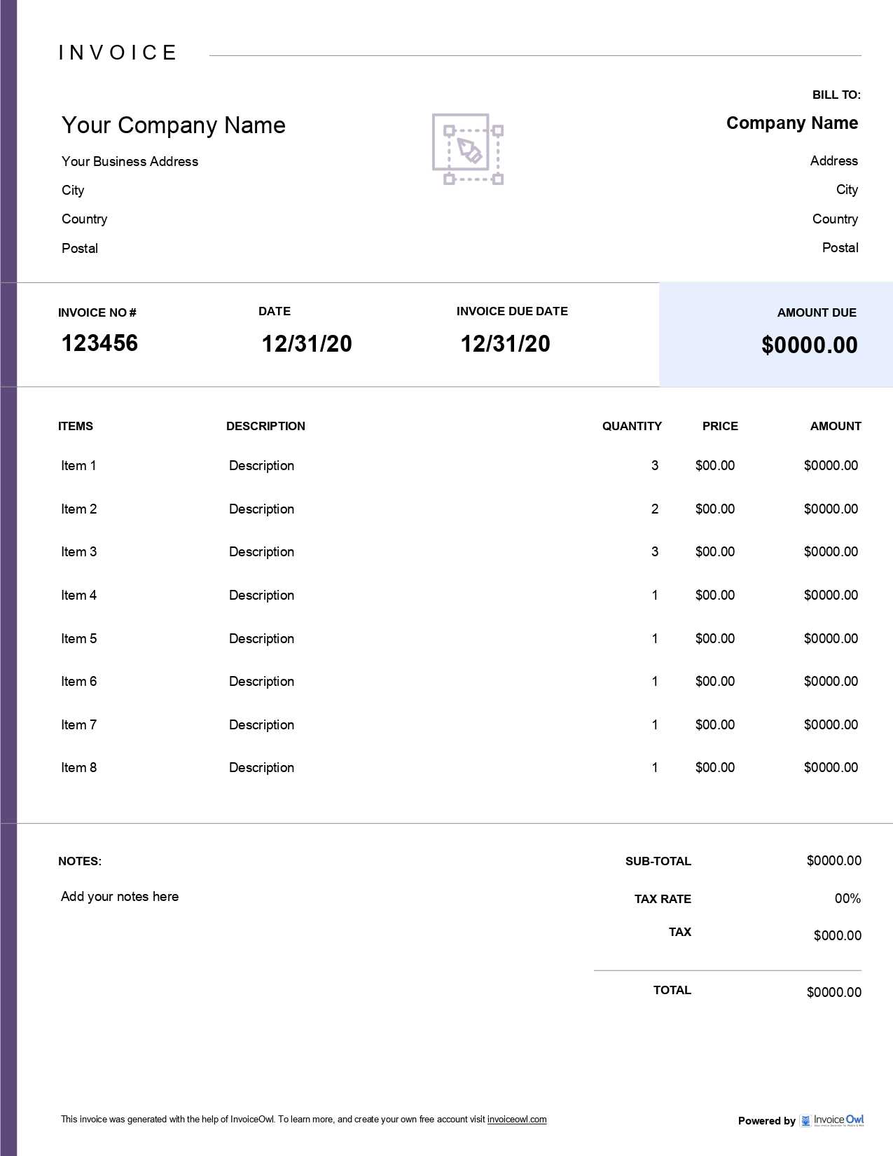 freelance creative invoice template