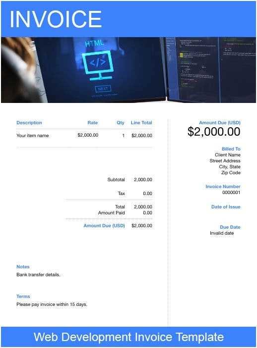 freelance developer invoice template