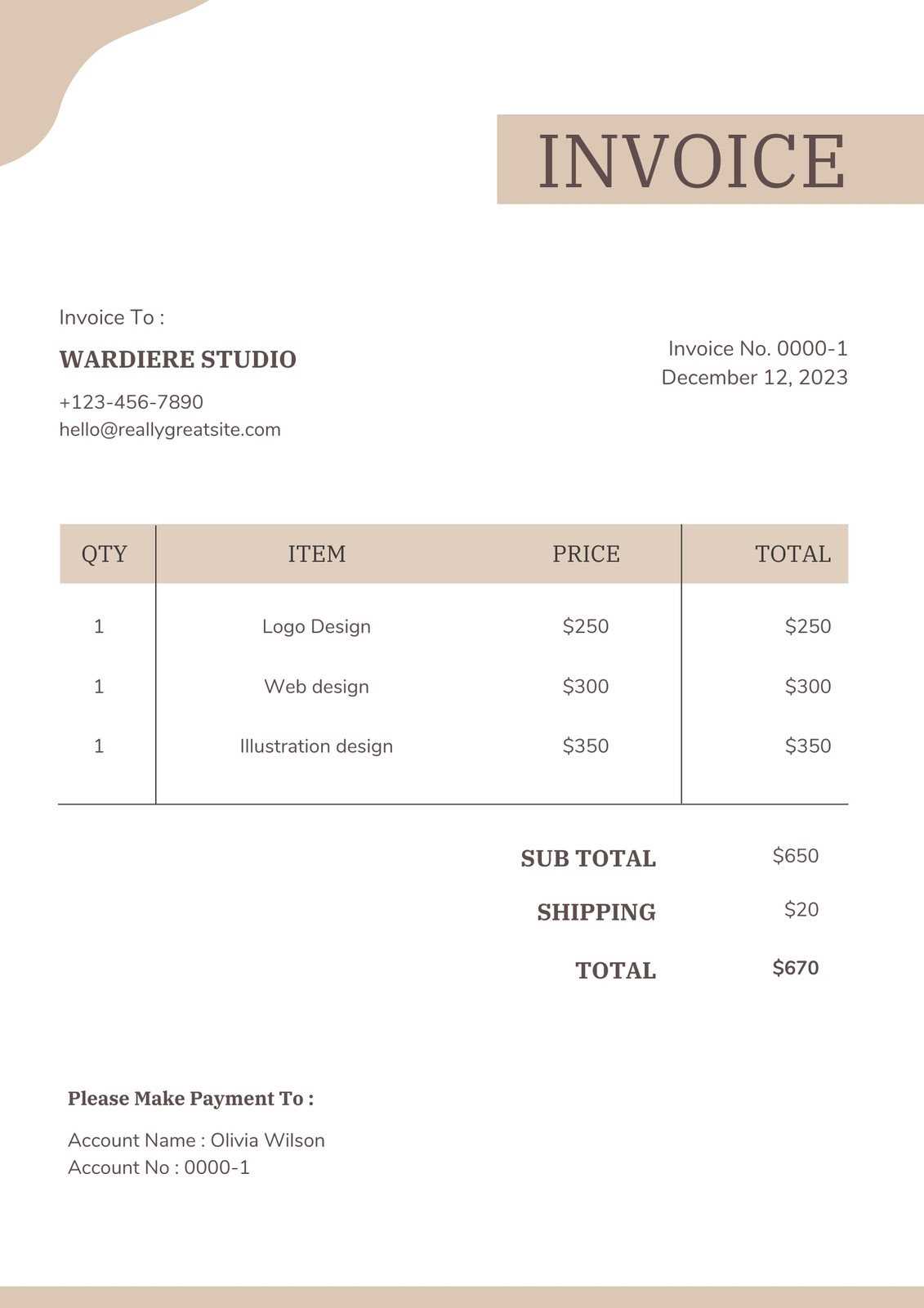 freelance illustrator invoice template