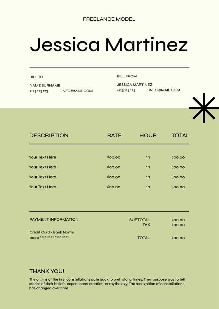 freelance model invoice template