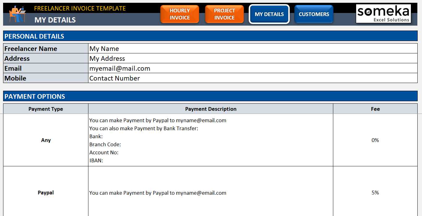 freelance model invoice template