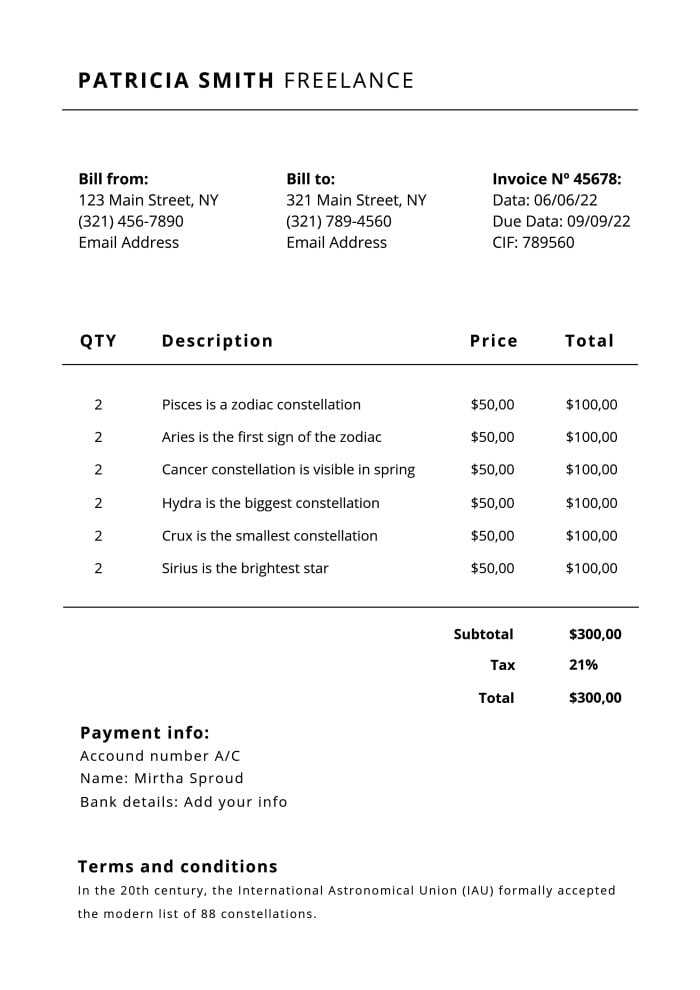 freelance photographer invoice template