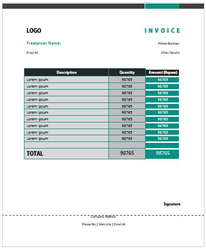 freelance translator invoice template