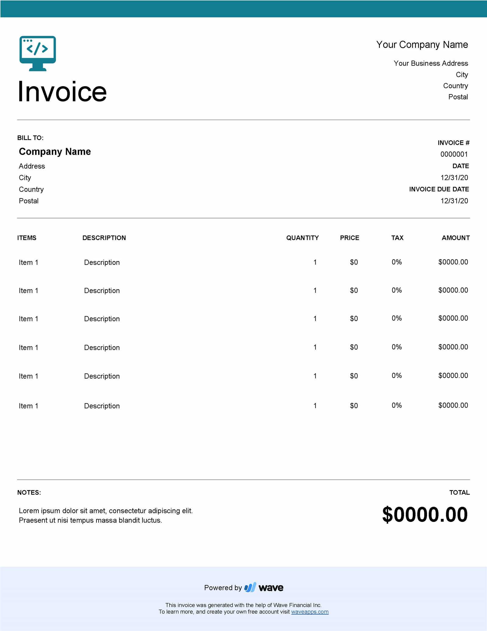 freelance web developer invoice template