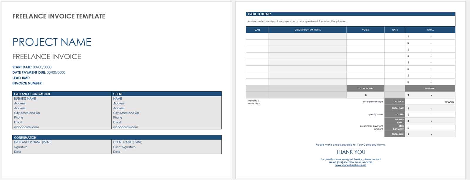 freelancer invoice template