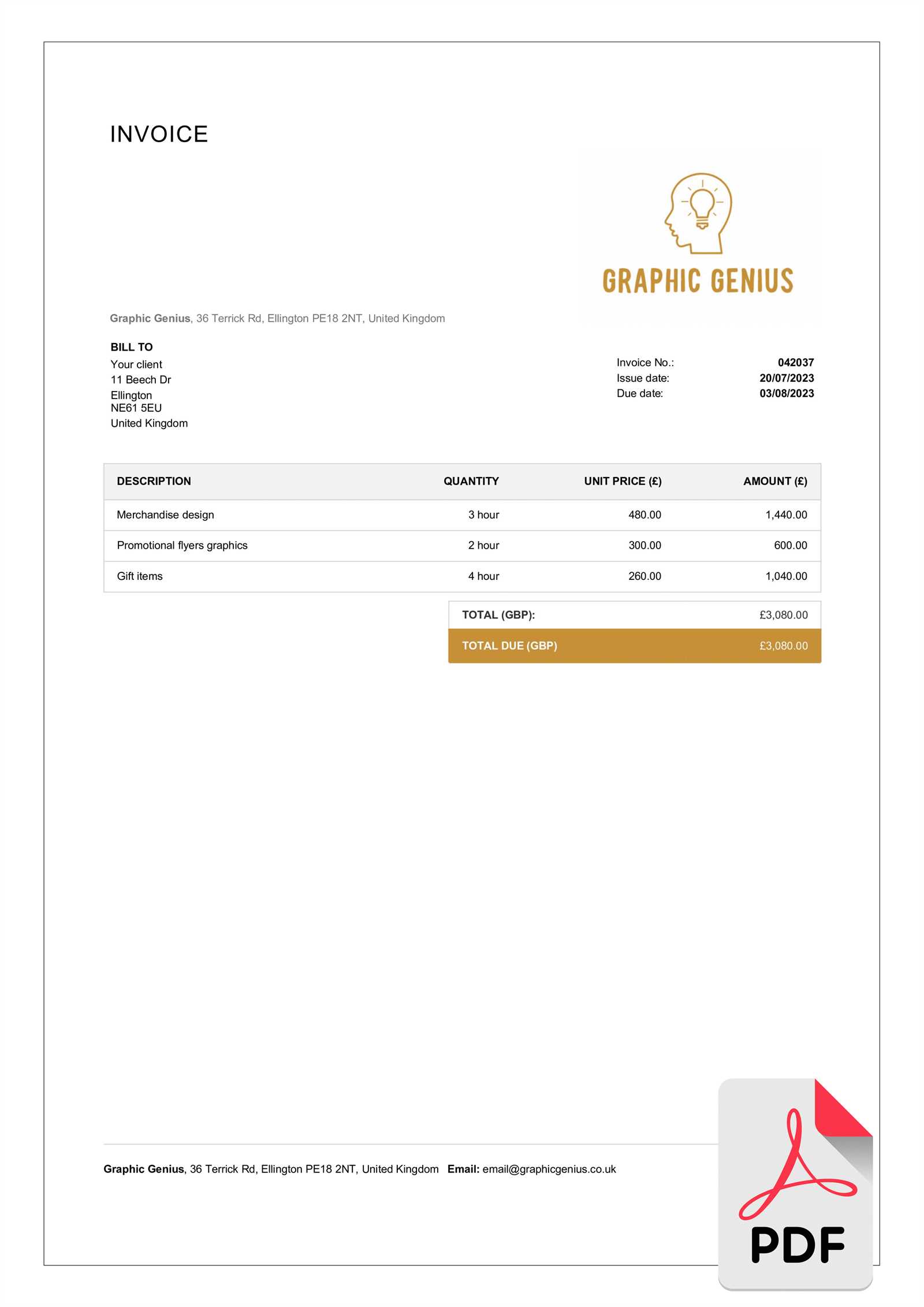 freelancer invoice template pdf