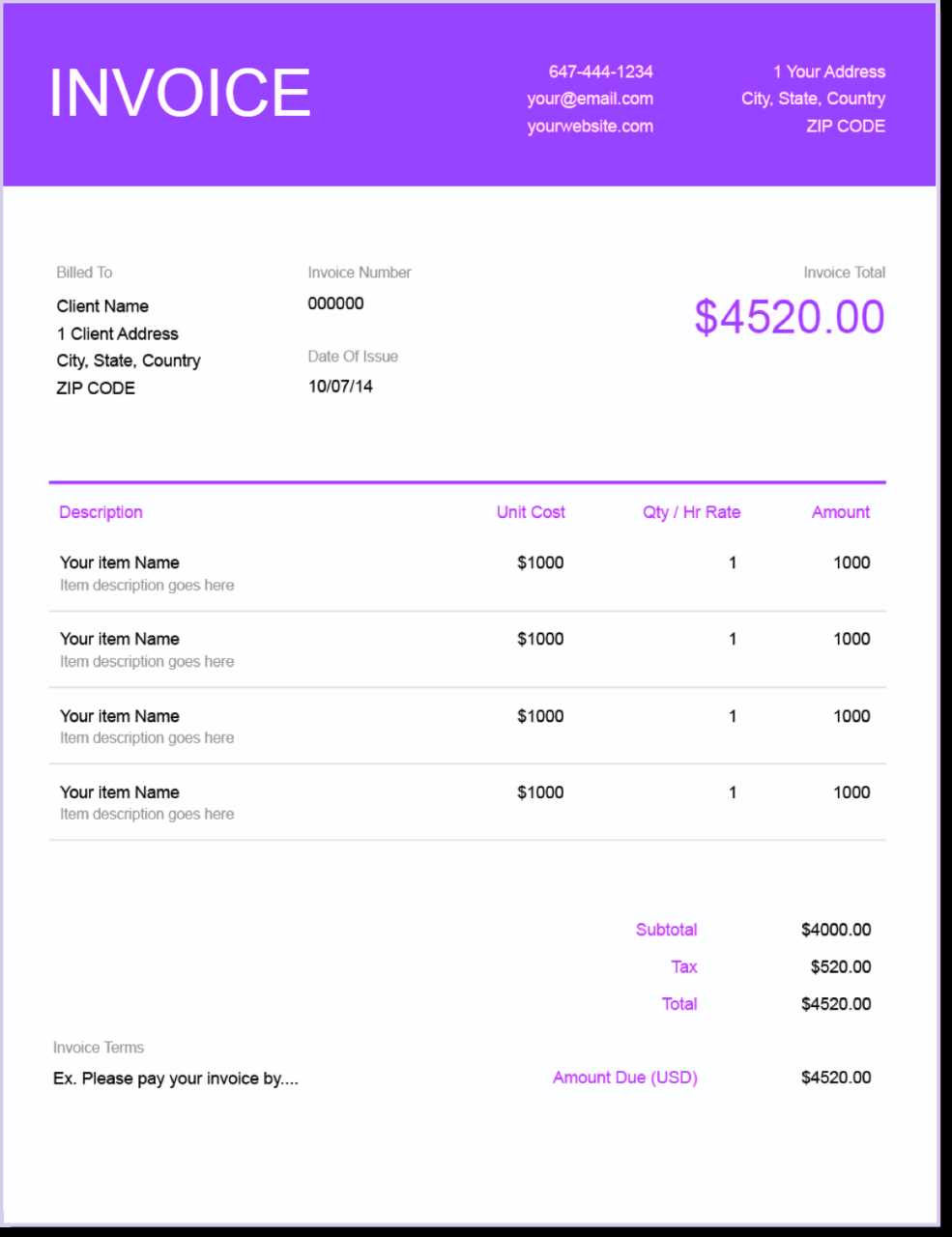 freshbooks free invoice template