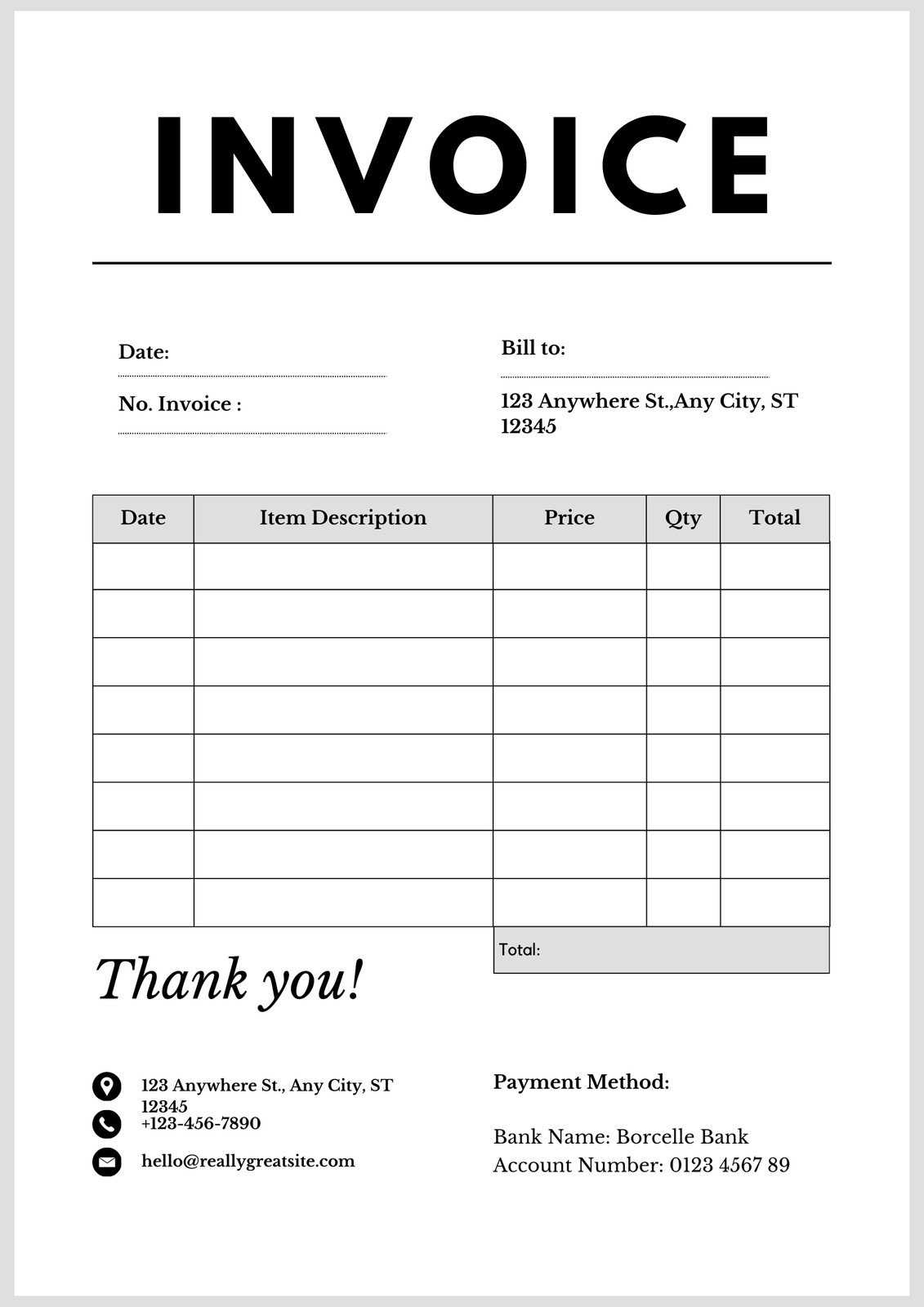 service billing invoice template