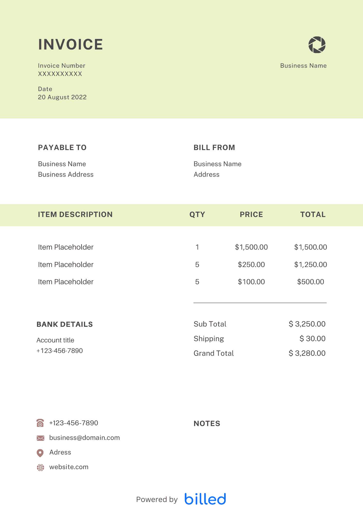 invoice template for security services