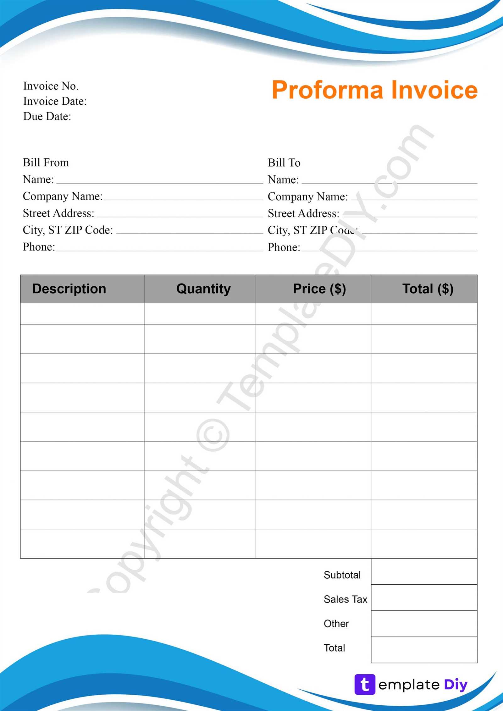 download proforma invoice template word