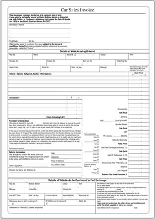 car sale invoice template free