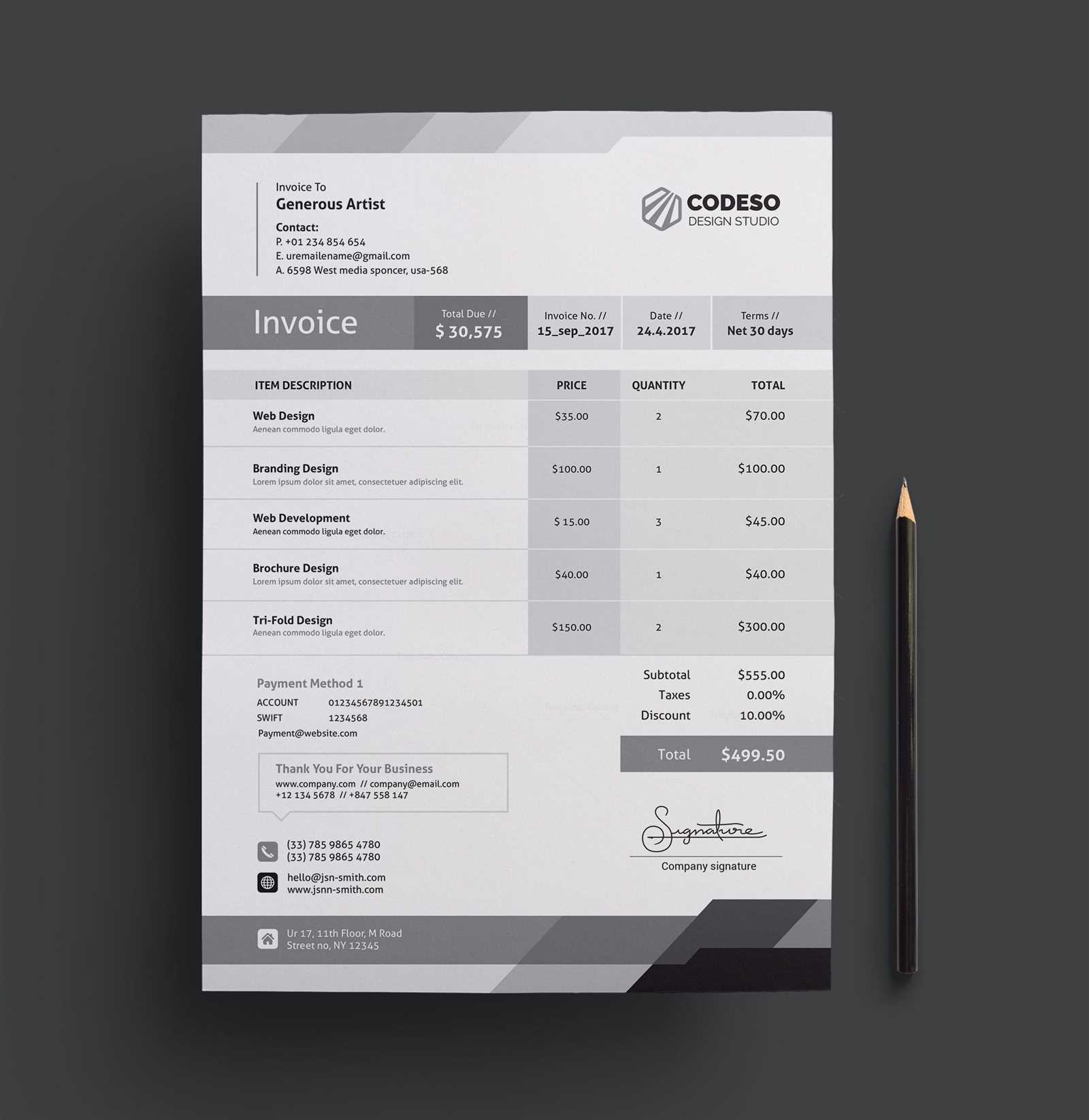 elegant invoice template