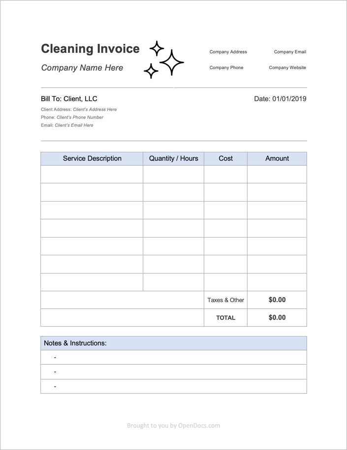free cleaning service invoice template