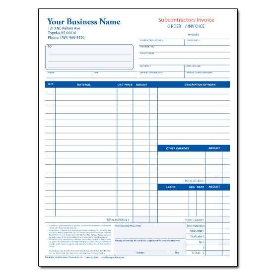 subcontractor invoice template