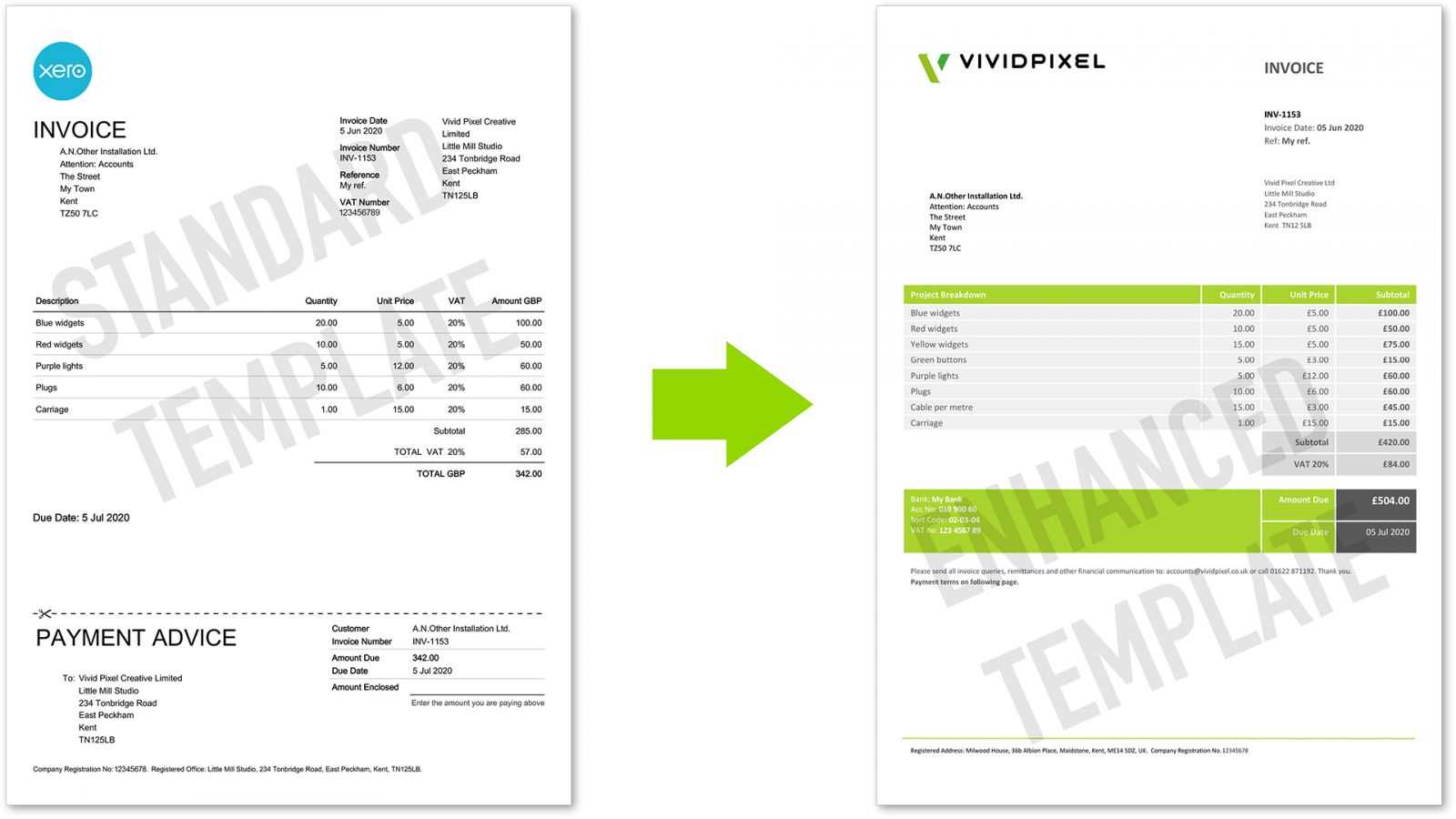 custom invoice template xero