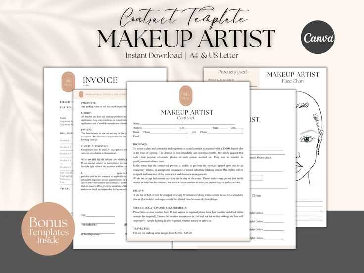 bridal makeup invoice template