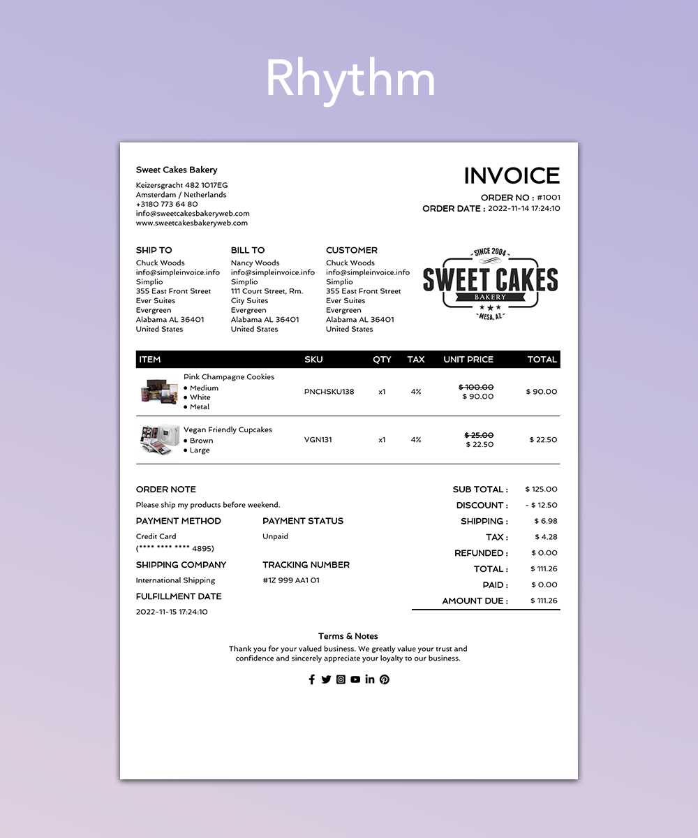 shopify order printer invoice template