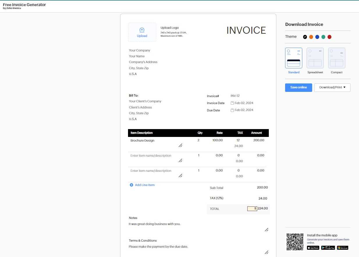 amazon invoice template download