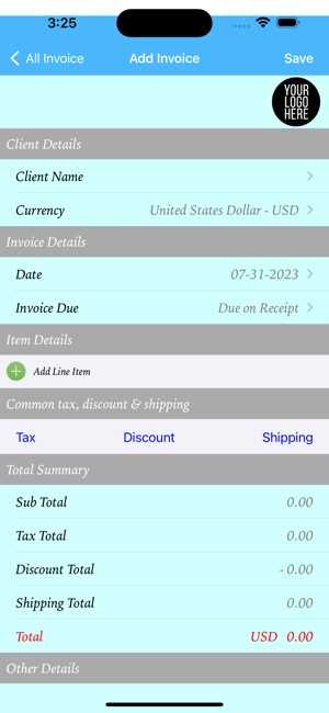 invoice templates for ipad