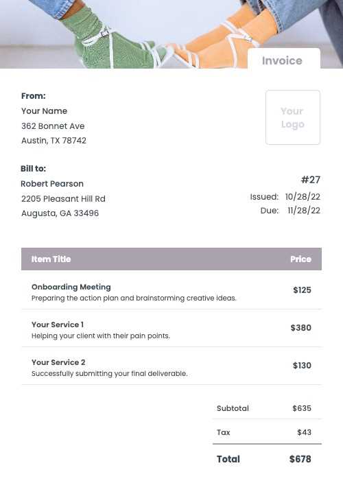 modeling invoice template