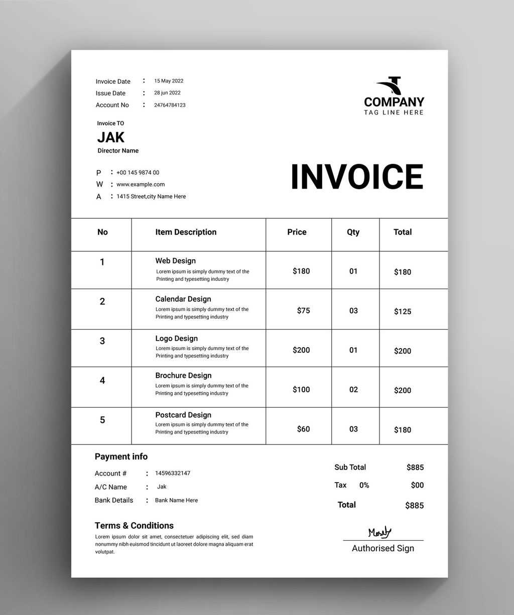 adobe illustrator invoice template free