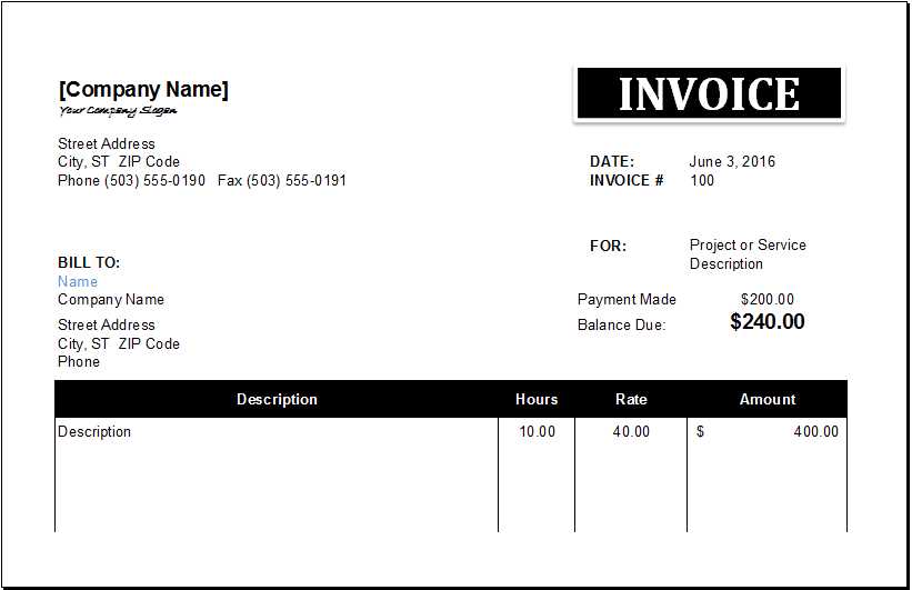 retainer invoice template