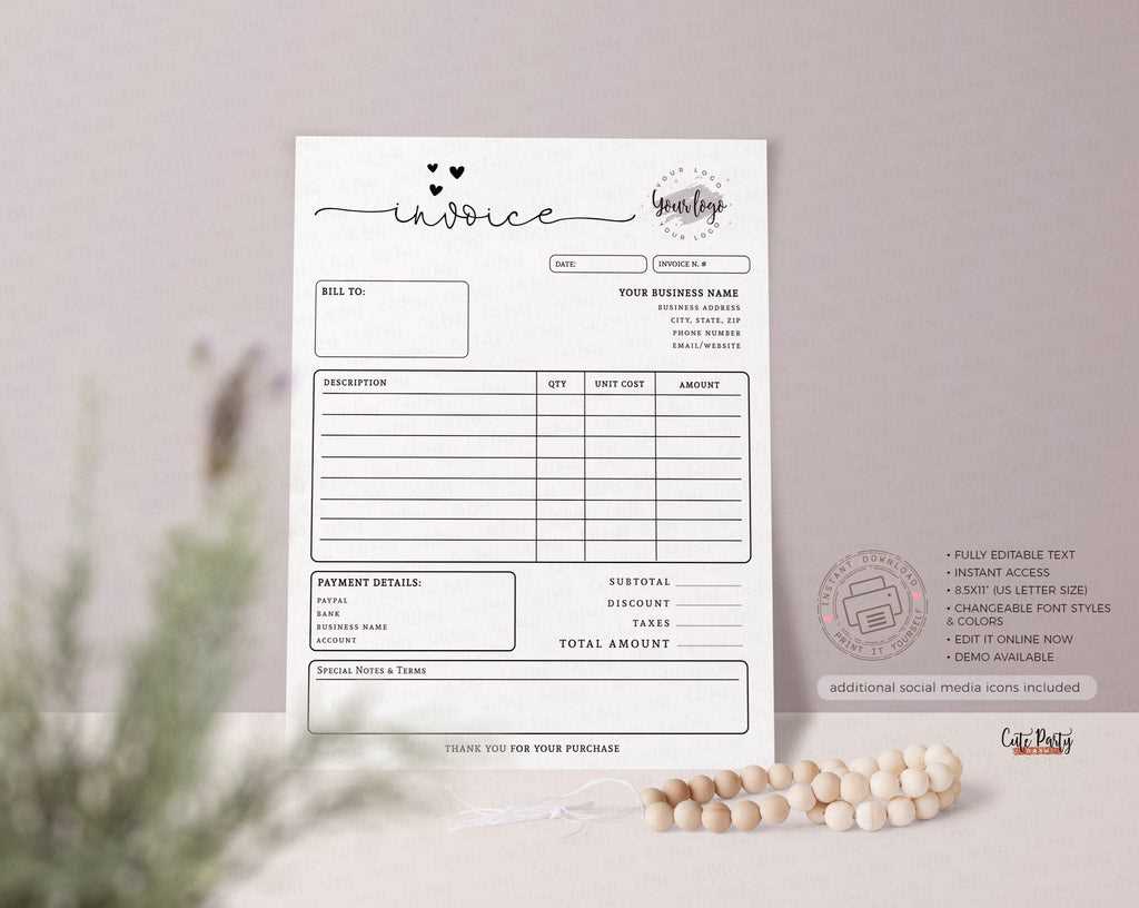 cute invoice template free download