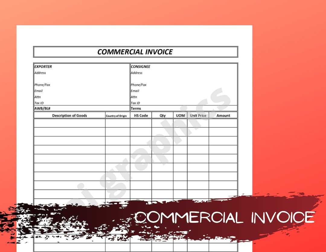 international commercial invoice template excel