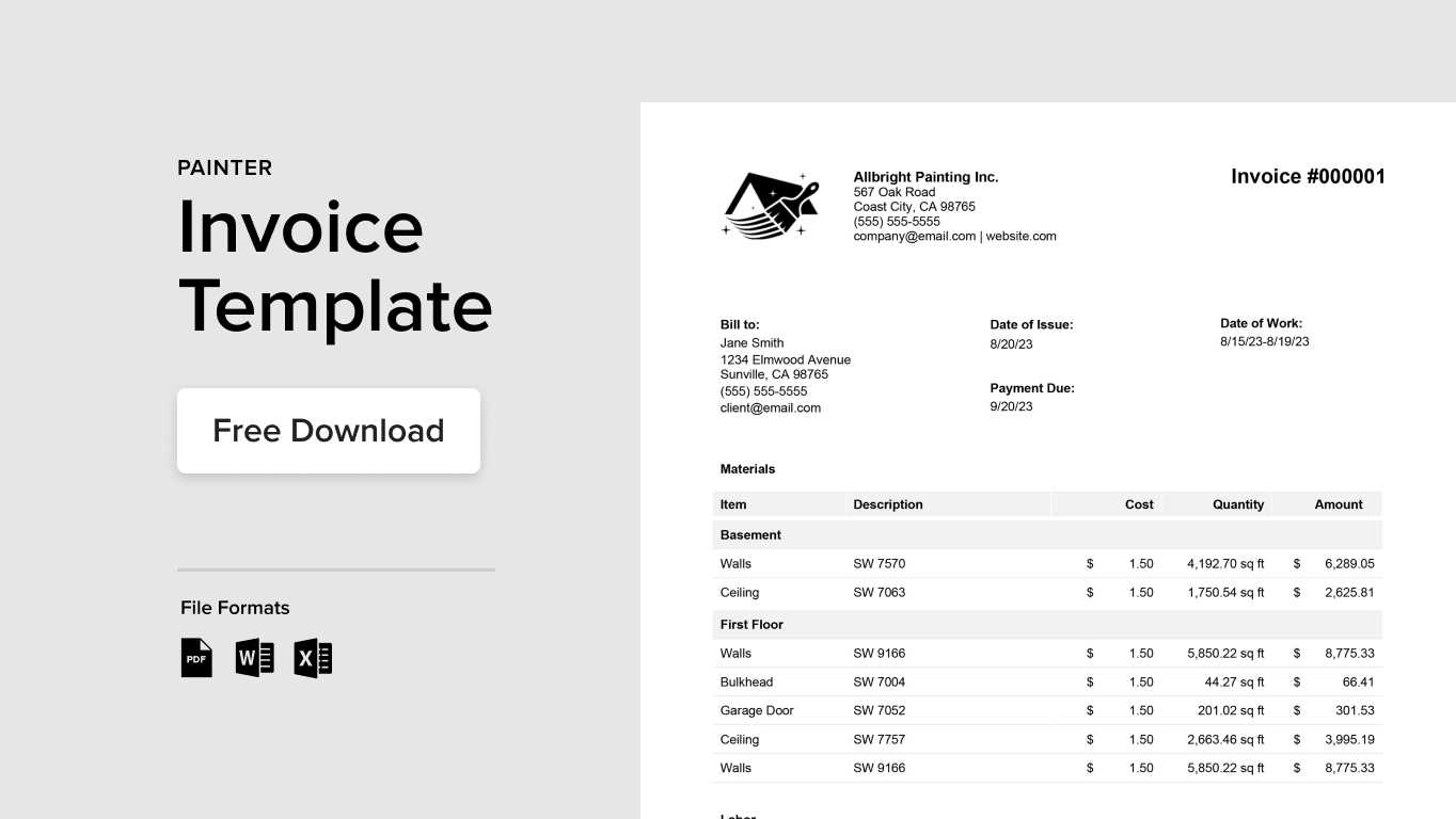 house painting invoice template