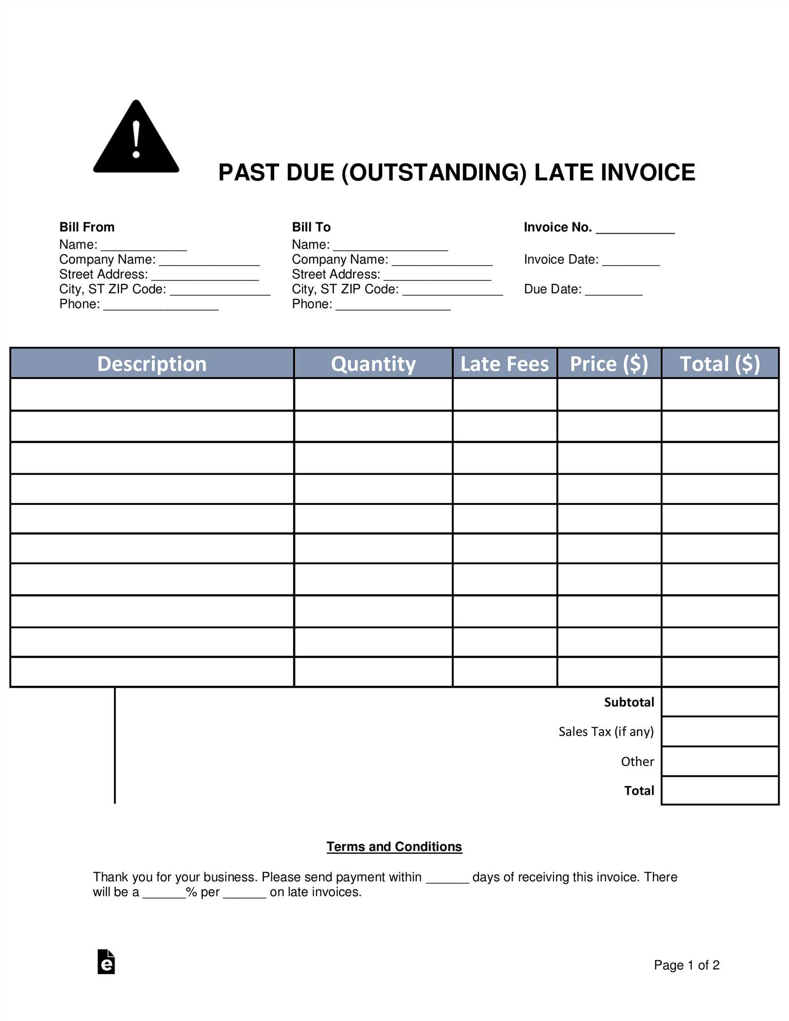 printable free invoice template pdf