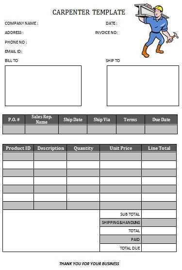 carpenter invoice template word