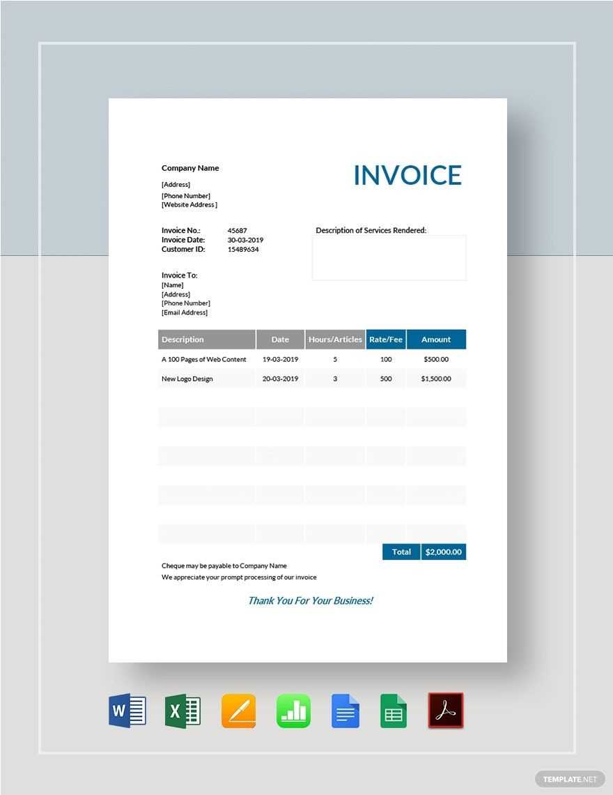 freelance copywriter invoice template