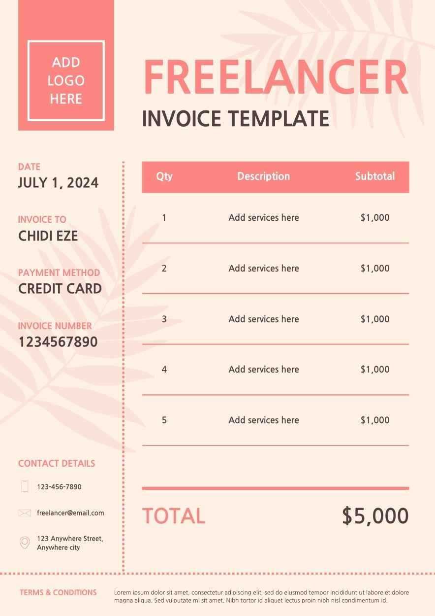 freelance hourly invoice template