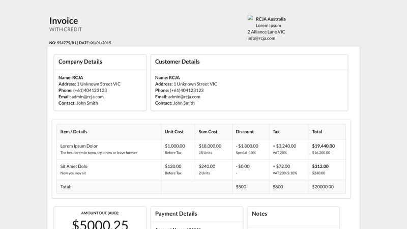 invoice html template codepen