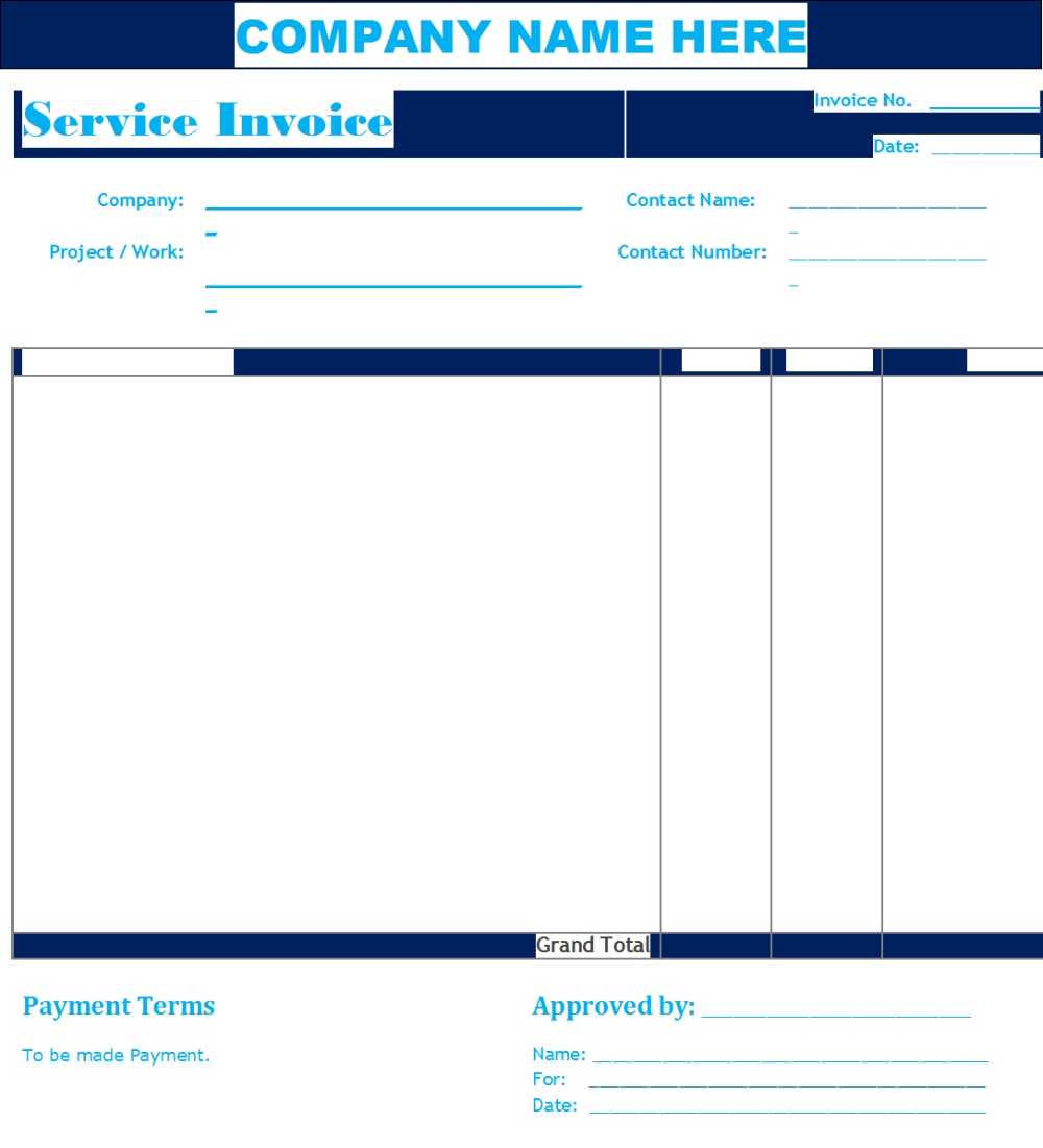 service invoice template excel