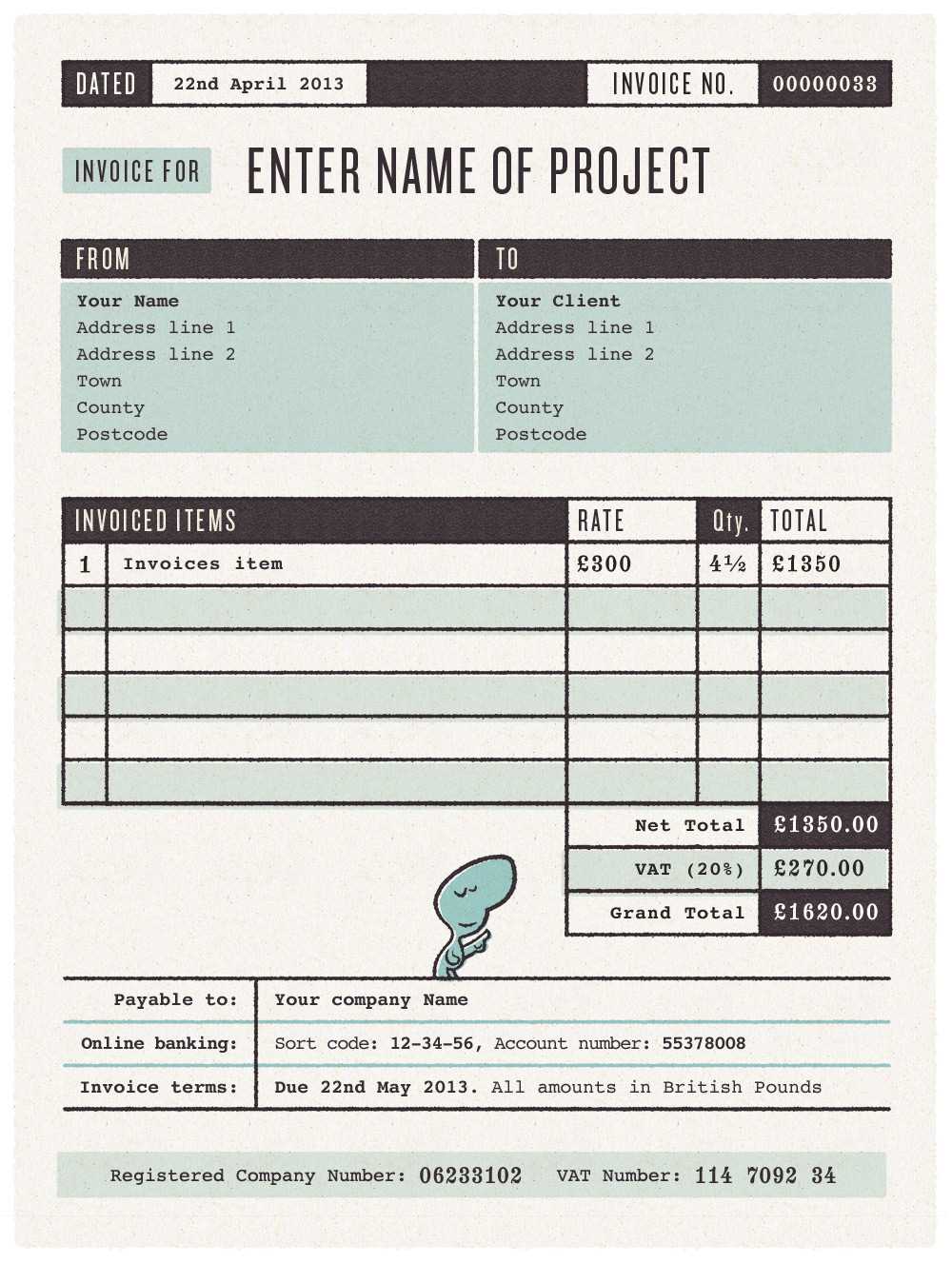 freelance illustrator invoice template