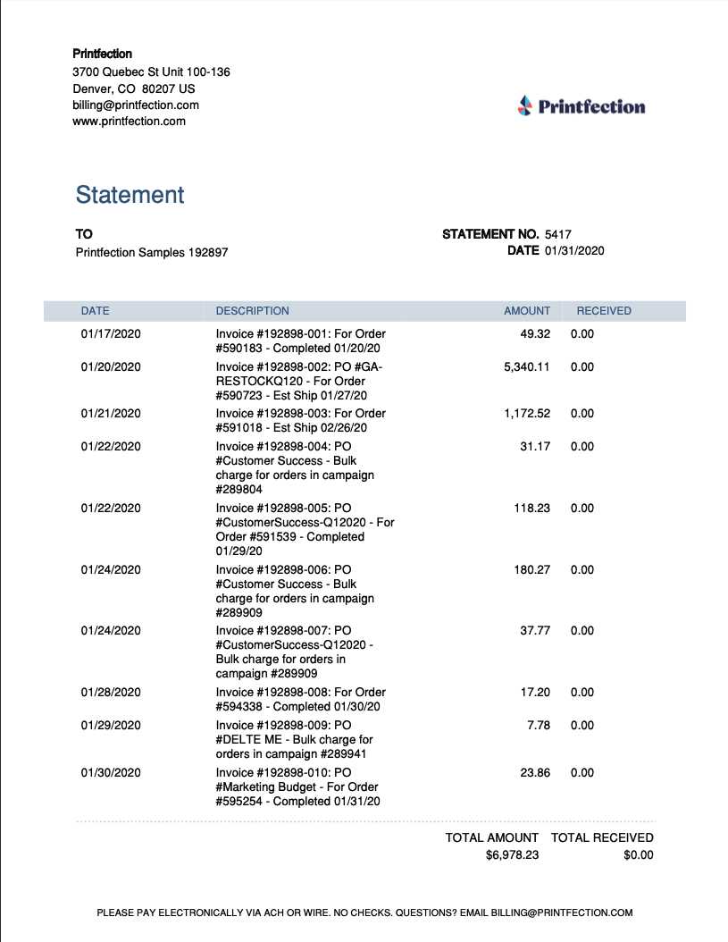 invoice statement template