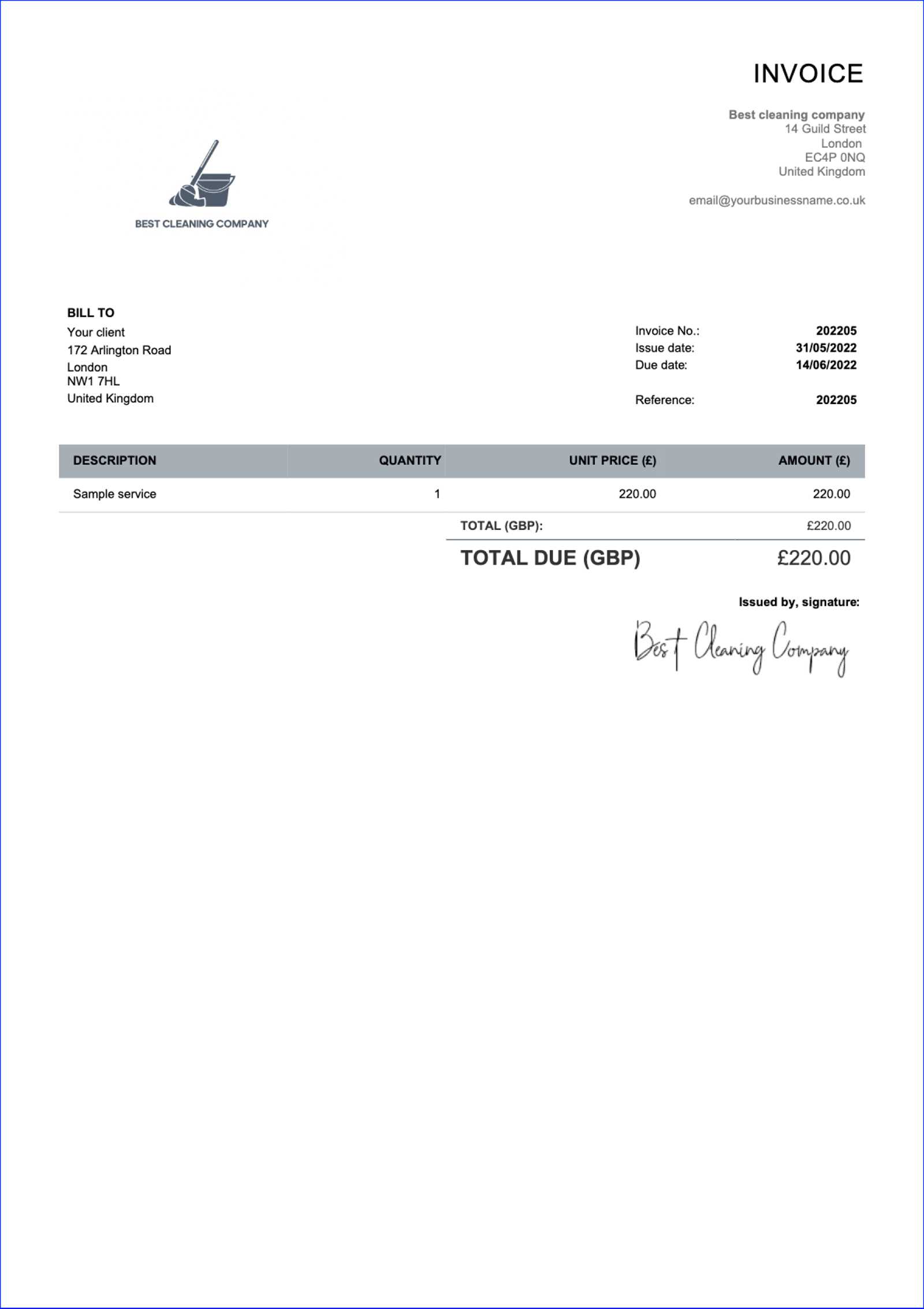 basic invoice template uk word