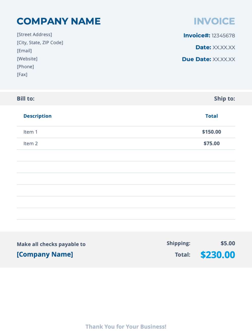 invoice template english