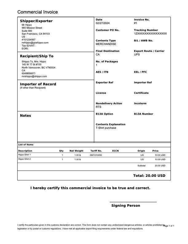 dhl invoice template