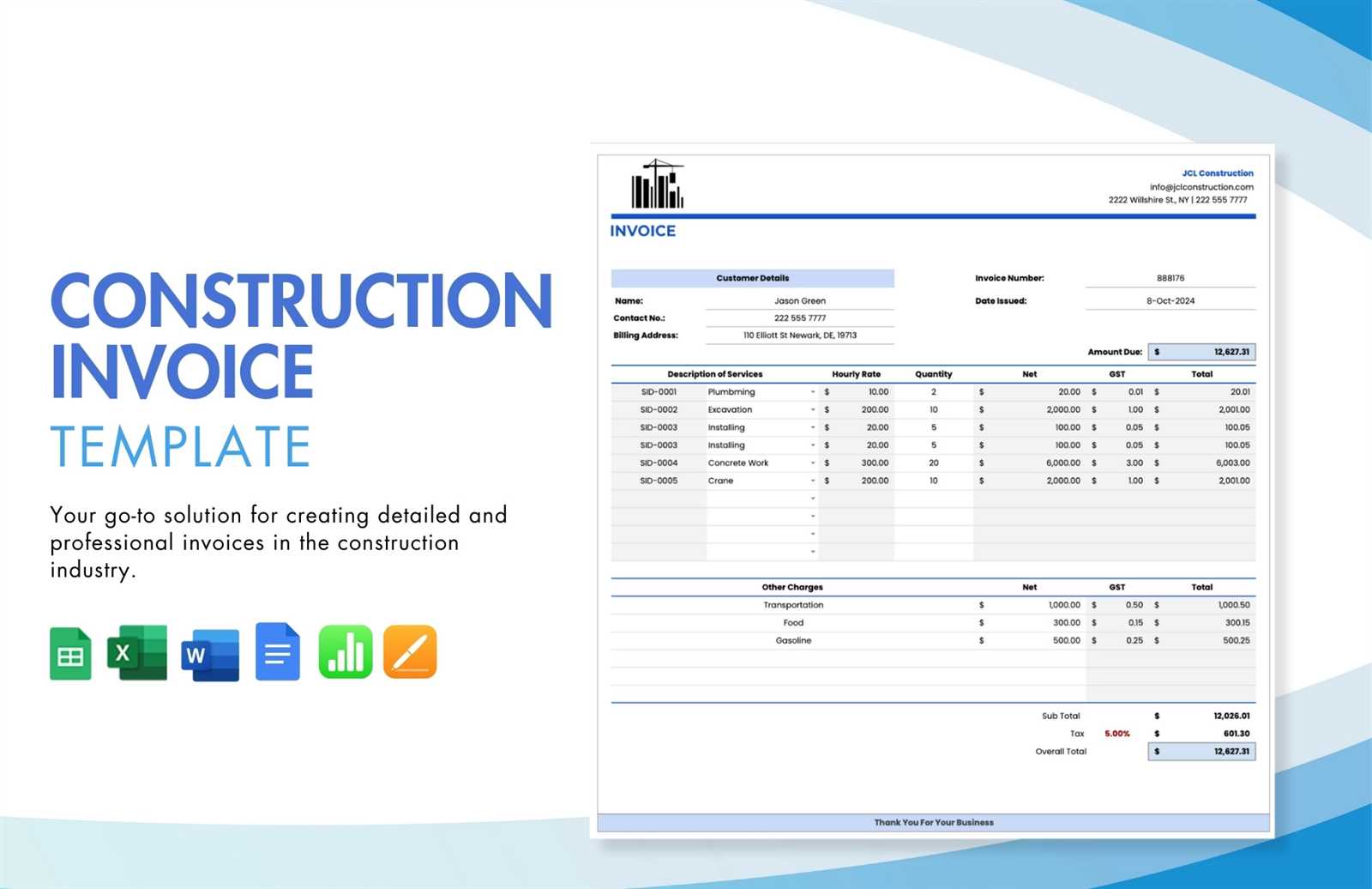 construction invoice templates