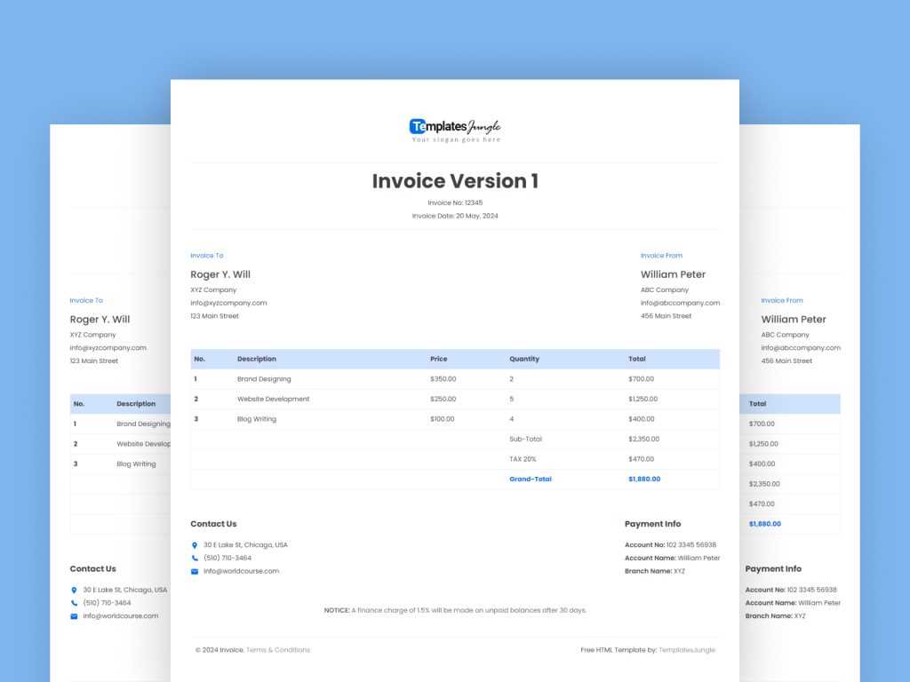 responsive invoice template html