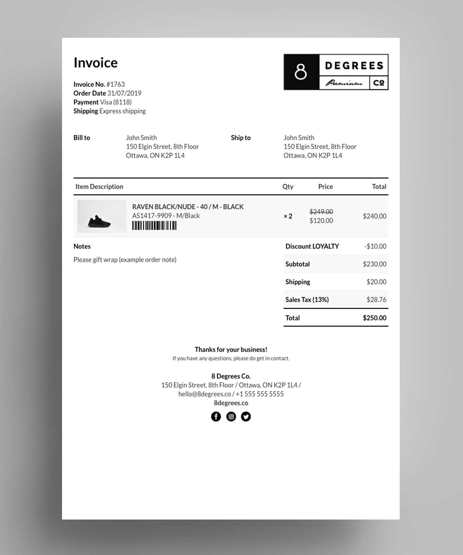 open invoice template