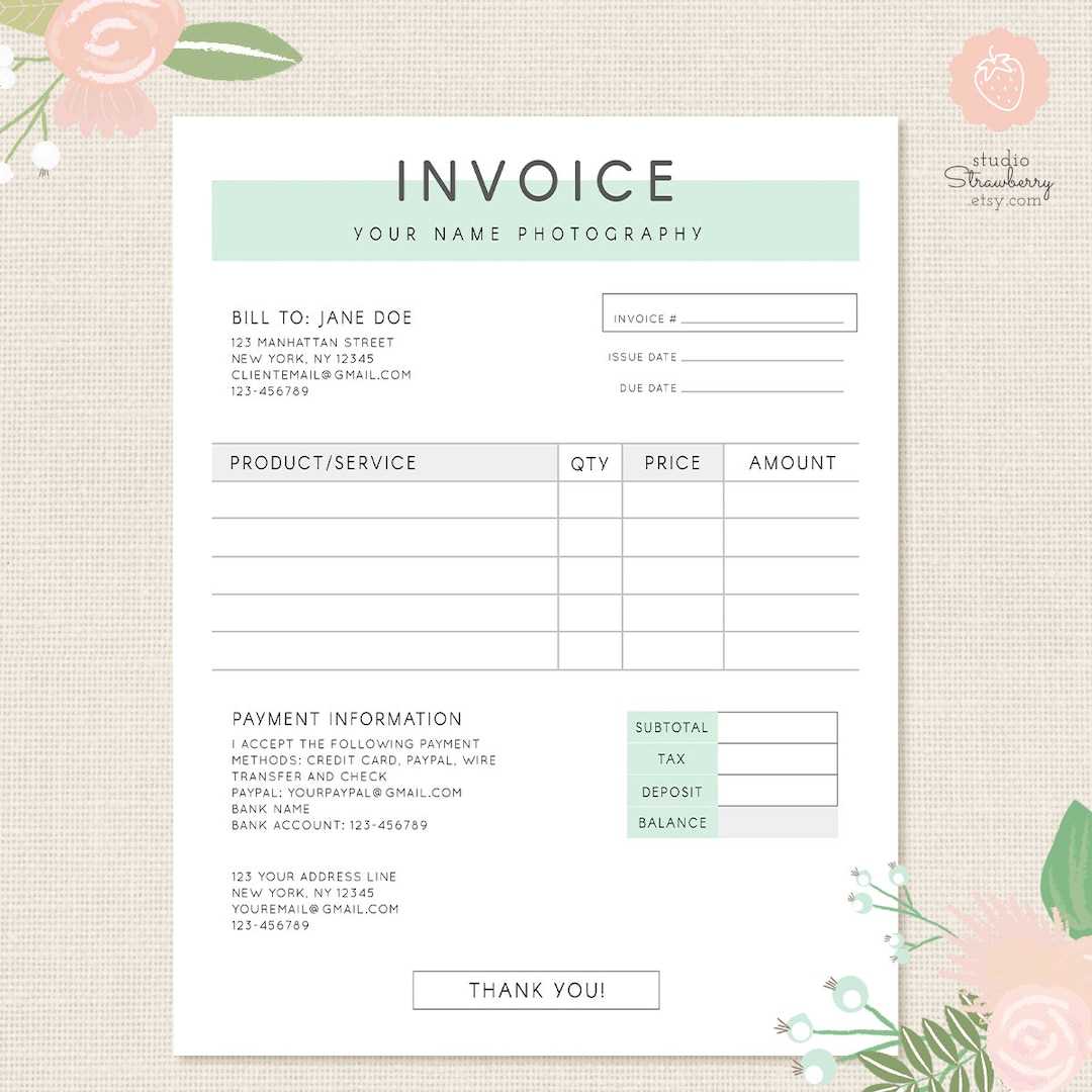 photographer invoice template word