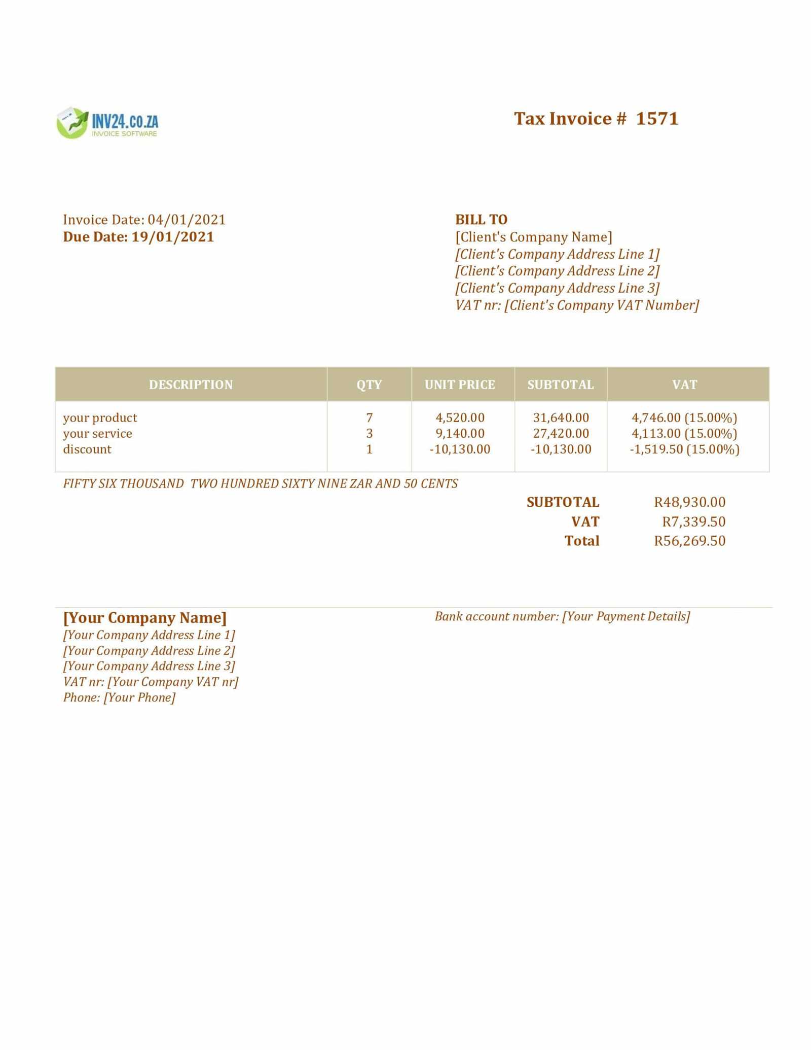 vat invoice template