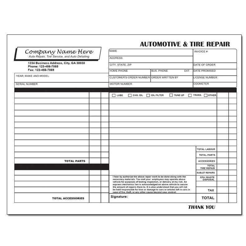 truck repair invoice template