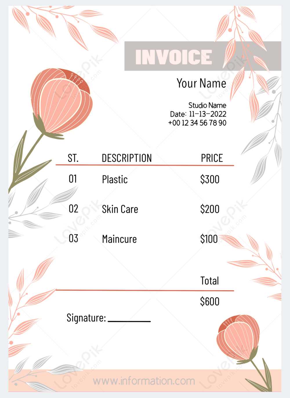 beauty invoice template